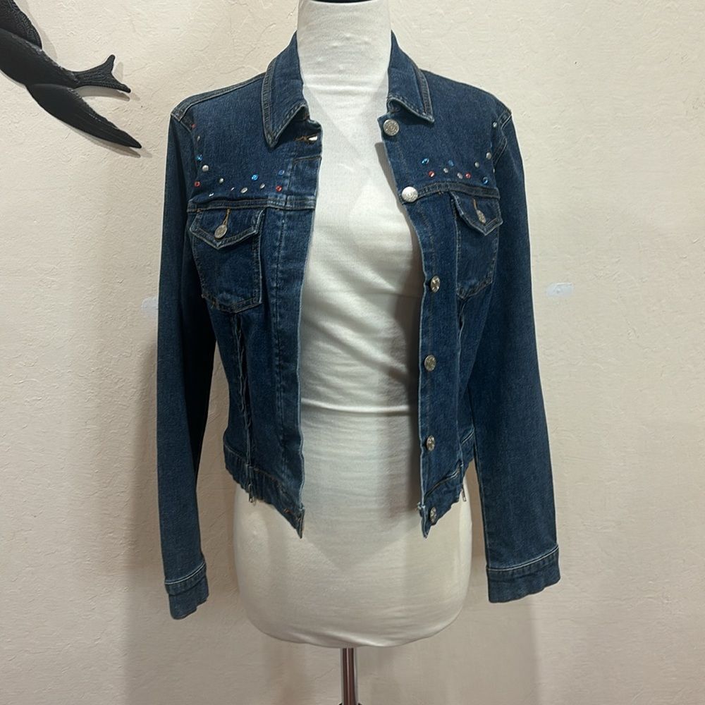 Esprit Denim Jacket With Rhinestone Trim, M - Vintage!